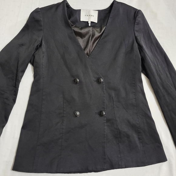 Frame Women's Black Double-Breasted Blazer Size 2 - Picture 2 of 12